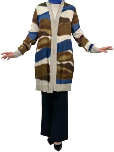 Büyük Beden Şifon Ceket Mavi OTW446