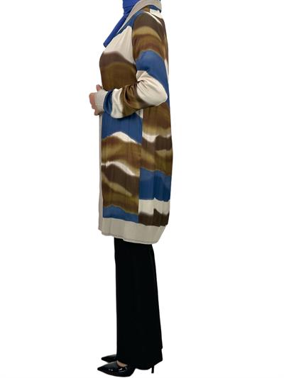 Büyük Beden Şifon Ceket Mavi OTW446