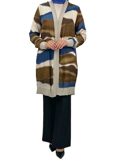 Büyük Beden Şifon Ceket Mavi OTW446