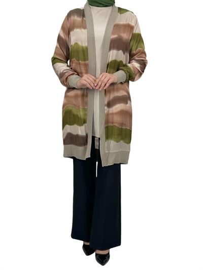 Büyük Beden Şifon Ceket Yeşil OTW446