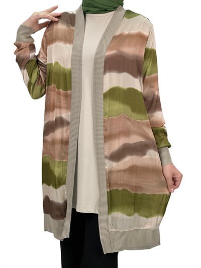 Büyük Beden Şifon Ceket Yeşil OTW446