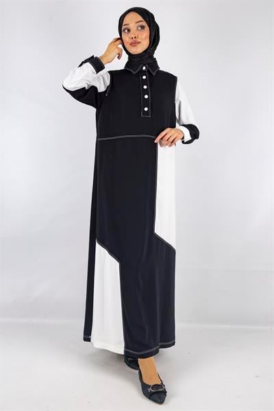 Büyük Beden Spor Elbise Siyah-Beyaz OTW2008