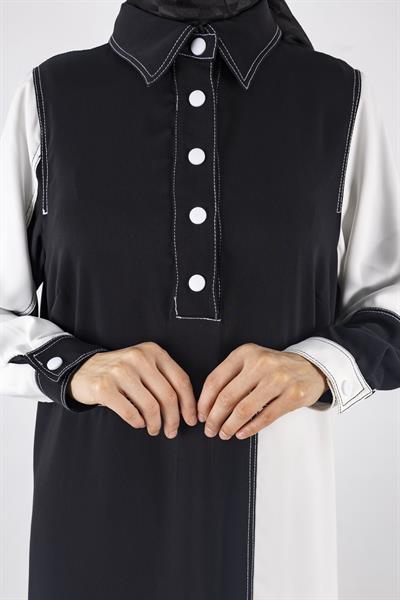 Büyük Beden Spor Elbise Siyah-Beyaz OTW2008