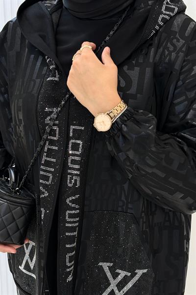 Büyük Beden Taş İşlemeli Spor Şık Ceket Siyah OTW5153