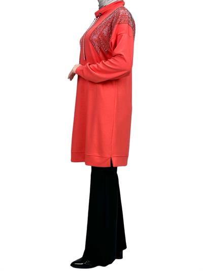 Büyük Beden Taşlı Tunik Nar Çiçeği OTW2116