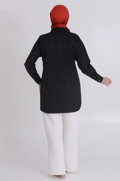 Büyük Beden Taşlı Tunik Siyah OTW23030