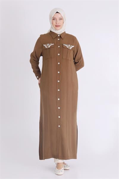 Büyük Beden Tensel Aerobin Ferace Kahve OTW28071