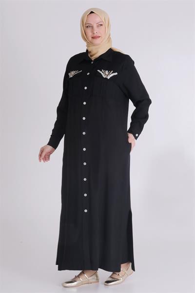 Büyük Beden Tensel Aerobin Ferace Siyah OTW28071