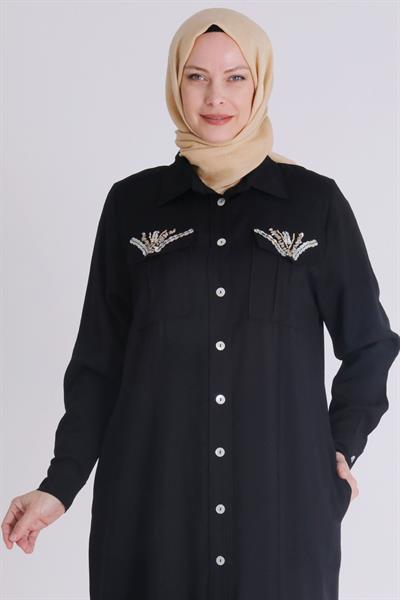 Büyük Beden Tensel Aerobin Ferace Siyah OTW28071