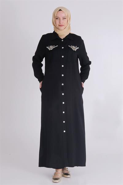 Büyük Beden Tensel Aerobin Ferace Siyah OTW28071