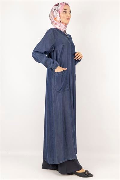 Büyük Beden Tensel Kot Pardesü Mavi OTW501