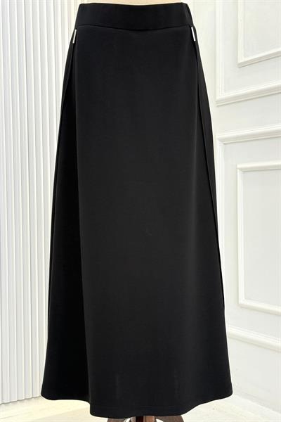 Büyük Beden Tensel Örme Etek Siyah OTW2710