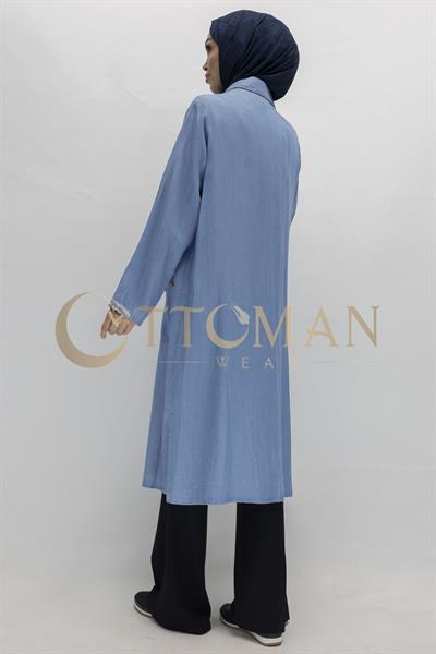 Büyük Beden Tesettür Denim Tunik Mavi OTW60392