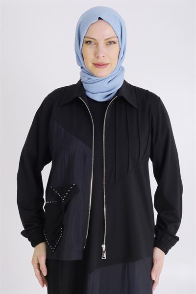 Büyük Beden Tesettür İkili Takım Siyah OTW40012