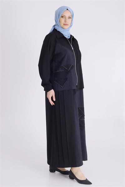 Büyük Beden Tesettür İkili Takım Siyah OTW40012