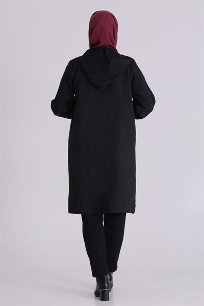 Büyük Beden Tesettür Kapitone Kap Siyah OTW2552