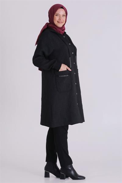 Büyük Beden Tesettür Kapitone Kap Siyah OTW2552