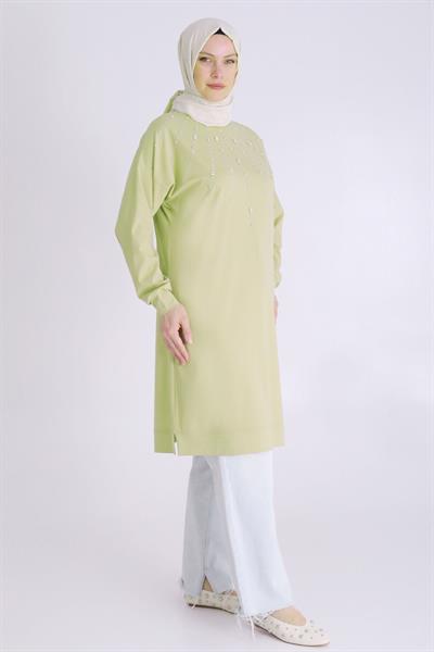 Büyük Beden Tesettür Örme Taşlı Tunik Ihlamur otw20122