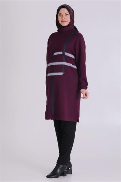 Büyük Beden Tesettür Tunik Vişne OTW2068