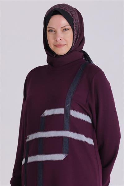 Büyük Beden Tesettür Tunik Vişne OTW2068