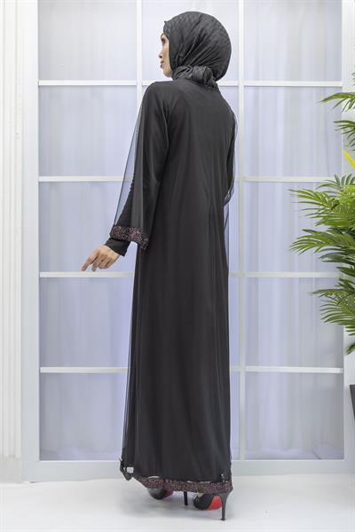 Büyük Beden Tüllü Payetli Elbise Kırmızı OTW7082