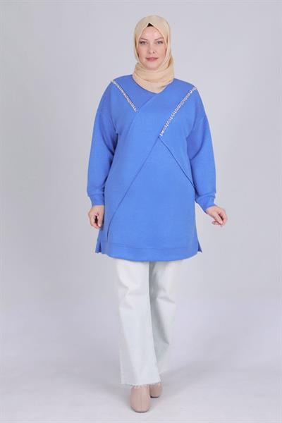 Büyük Beden Tunik Gök Mavi OTW20105