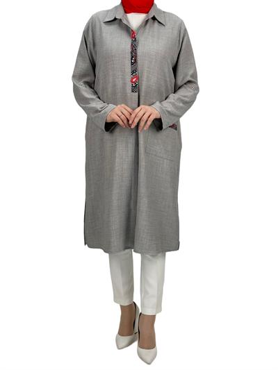 Büyük Beden Tunik Gri OTW60672