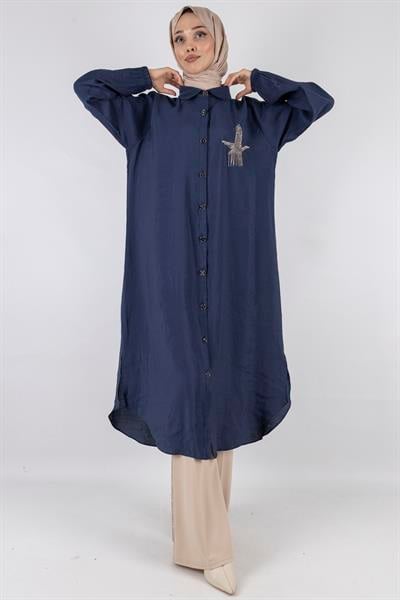 Büyük Beden Tunik İndigo OTW490