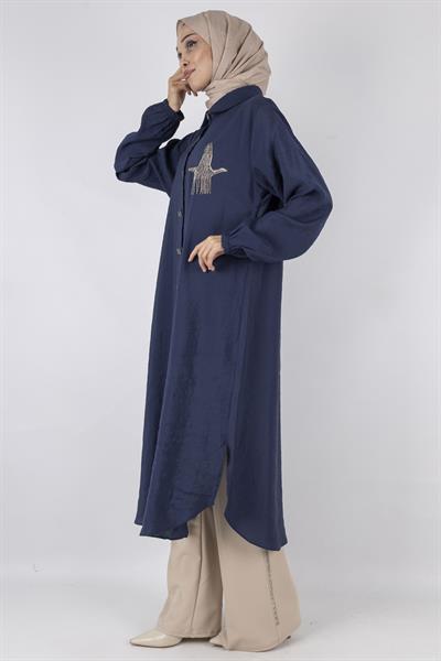 Büyük Beden Tunik İndigo OTW490