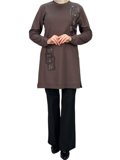 Büyük Beden Tunik Kahve OTW2123