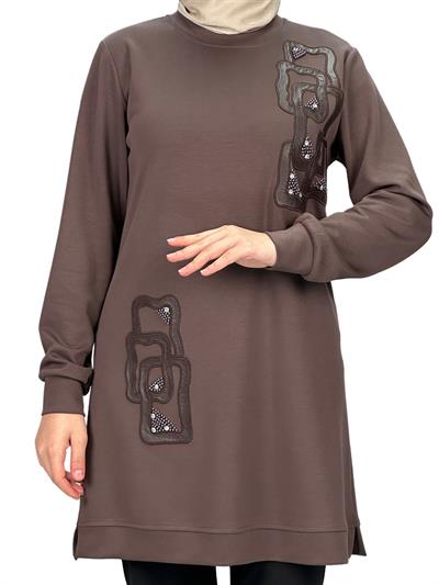 Büyük Beden Tunik Kahve OTW2123