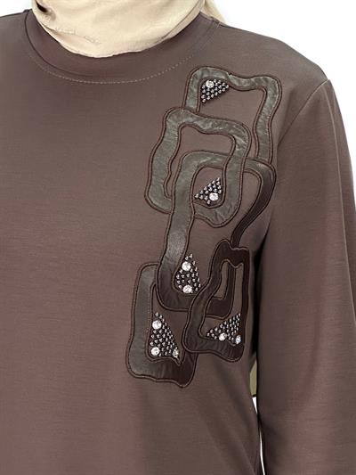 Büyük Beden Tunik Kahve OTW2123