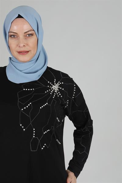 Büyük Beden Tunik Siyah OTW20098