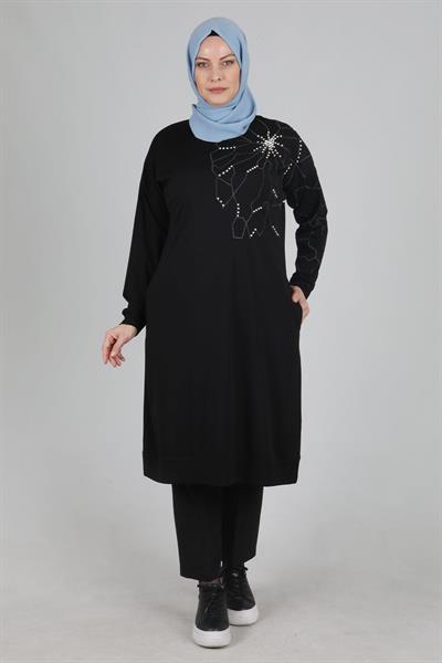 Büyük Beden Tunik Siyah OTW20098
