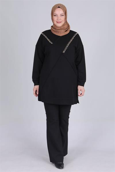 Büyük Beden Tunik Siyah OTW20105