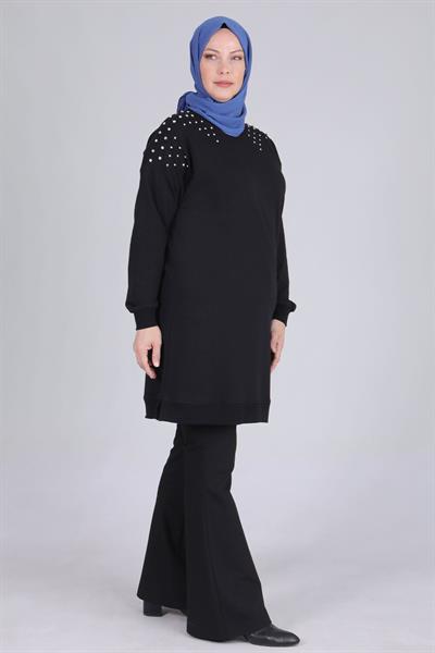 Büyük Beden Tunik Siyah OTW2044