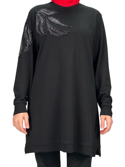 Büyük Beden Tunik Siyah OTW2117