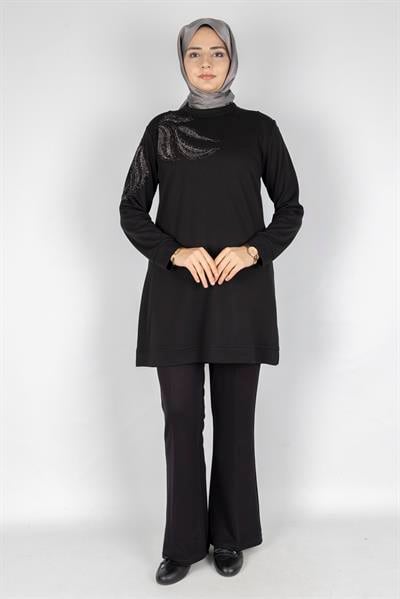 Büyük Beden Tunik Siyah OTW2117