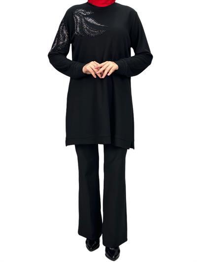 Büyük Beden Tunik Siyah OTW2117