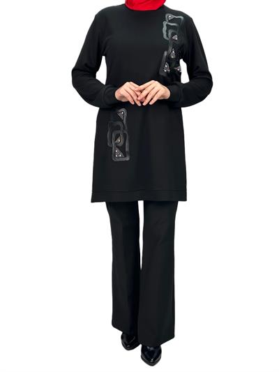 Büyük Beden Tunik Siyah OTW2123