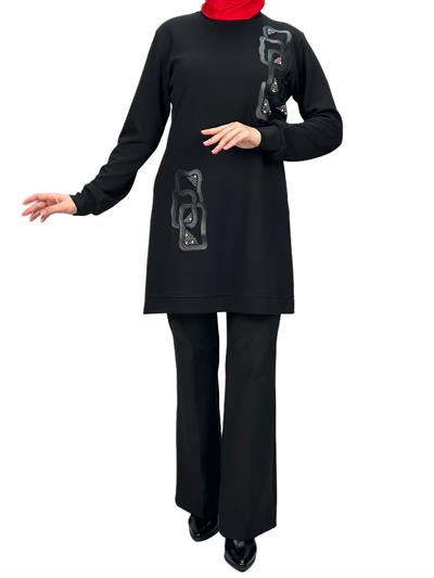 Büyük Beden Tunik Siyah OTW2123