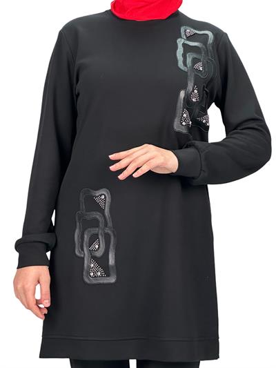 Büyük Beden Tunik Siyah OTW2123