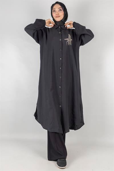 Büyük Beden Tunik Siyah OTW490