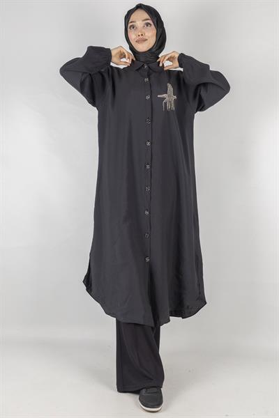 Büyük Beden Tunik Siyah OTW490