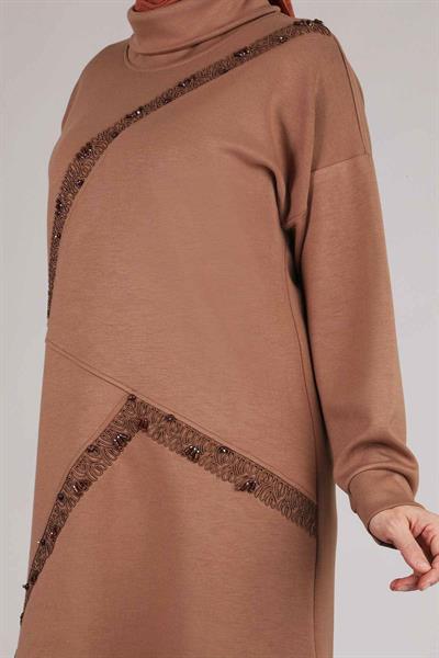 Büyük Beden Tunik Sütlü Kahve OTW20110