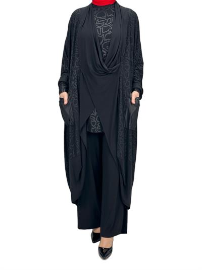 Büyük Beden Üçlü Takım Siyah OTW43813