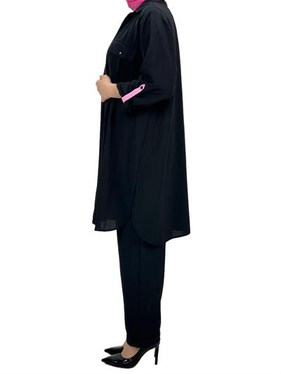 Büyük Beden Üçlü Takım Siyah OTW60750