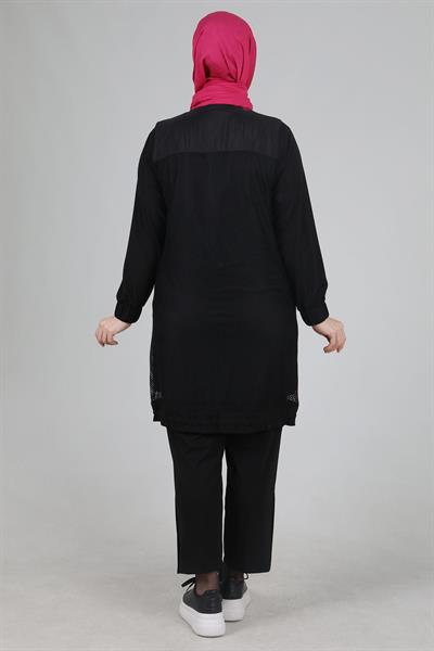 Büyük Beden Üçlü Takım Siyah OTW70012