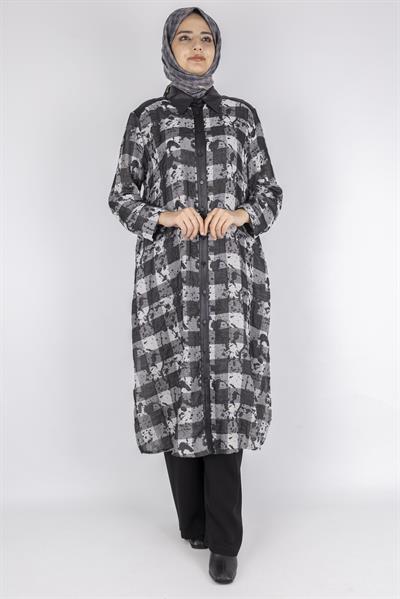 Büyük Beden Uzun Tunik Siyah OTW43401