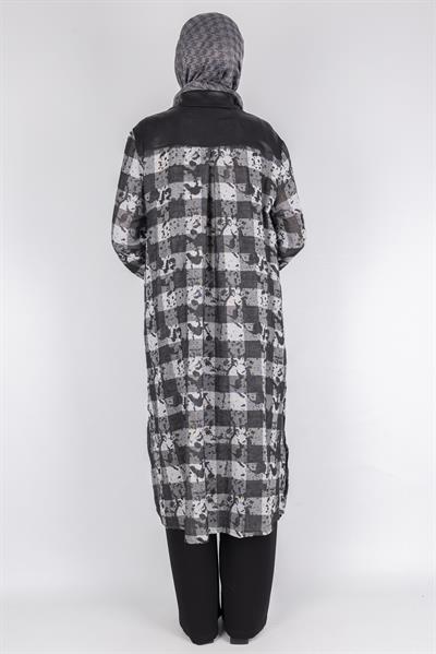 Büyük Beden Uzun Tunik Siyah OTW43401